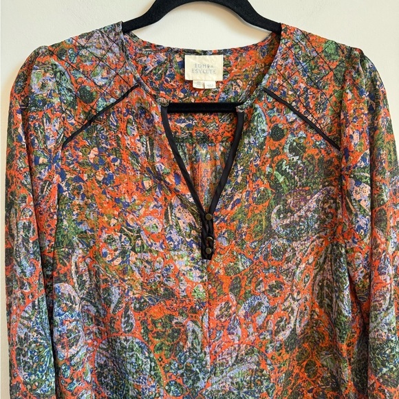 Anthropologie Edme & Esyllte Niya Peasant Paisley Print Blouse Size US 2 - Picture 5 of 9